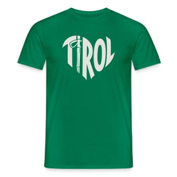 Tirol Herz lettering with hiking stick - Men's T-Shirt - kelly green - Front - AI Model Male 178 dark (178cm)