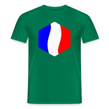 Abstrait Tricolore Bleu Blanc Rouge Courbe - T-shirt homme - vert - Devant - AI Model Male 178 dark (178cm)