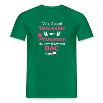 Princesse BAC: Couronnement et Réussite - T-shirt homme - vert - Devant - AI Model Male 178 dark (178cm)