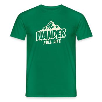 Wanderfull Life, pun on hiking with mountains - Men's T-Shirt - kelly green - Front - AI Model Male 178 dark (178cm)