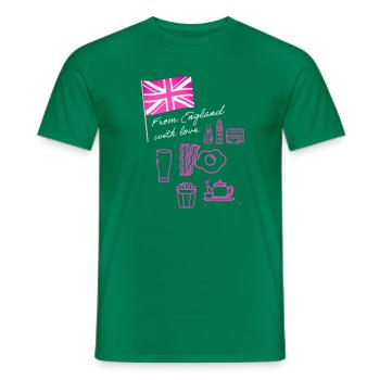 EXANGLIA (Pink + White Text) - Men's T-Shirt - kelly green - Front - AI Model Male 178 dark (178cm)