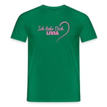 Livia als Herz - Männer T-Shirt - Kelly Green - Vorne - AI Model Male 178 dark (178cm)