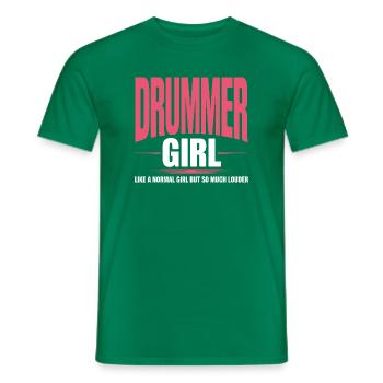 Batteur Fille Batteur Drum Rock Groupe - T-shirt homme - vert - Devant - AI Model Male 178 dark (178cm)