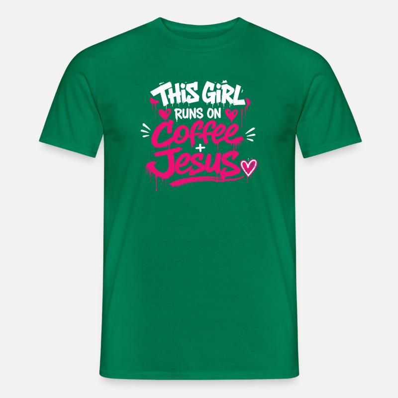 Coffee & Jesus Graffiti Design - Men's T-Shirt - kelly green