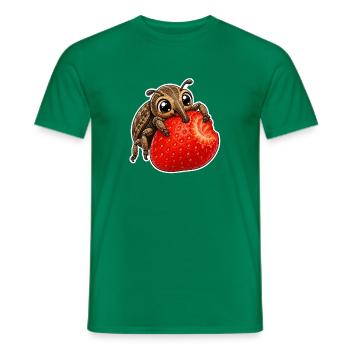 Kawaii Weevil Strawberry Summer Cartoon - Men's T-Shirt - kelly green - Front - AI Model Male 178 dark (178cm)