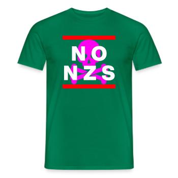 NO NZS, NEVER AGAIN, ANTI-FASCISM, NO AFD PINK - Men's T-Shirt - kelly green - Front - AI Model Male 178 dark (178cm)