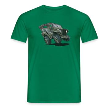 Willys MB véhicule tout-terrain avec toit souple | RCCX - T-shirt homme - vert - Devant - AI Model Male 178 dark (178cm)