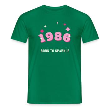 1986 Born to Sparkle Jahrgang 40. Geburtstag - Männer T-Shirt - Kelly Green - Vorne - AI Model Male 178 dark (178cm)