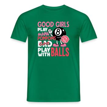 Bad Girl jouant avec des ballons au billard drôle - T-shirt homme - vert - Devant - AI Model Male 178 dark (178cm)