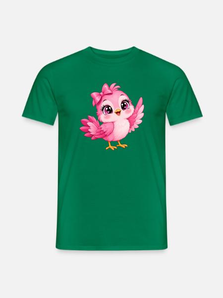 Kleiner rosa Kawaii-Vogel - Männer T-Shirt - Kelly Green