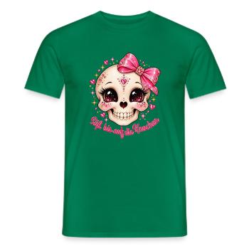 Glitzernder Pinkes Sugar Skull mit Schleife - Männer T-Shirt - Kelly Green - Vorne - AI Model Male 178 dark (178cm)