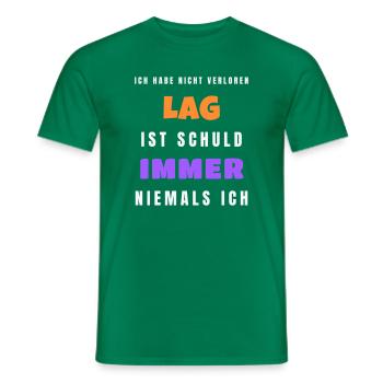 Lag ist schuld niemals ich - Gamer Spruch - Männer T-Shirt - Kelly Green - Vorne - AI Model Male 178 dark (178cm)