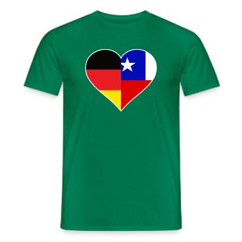 Deutsch-Chilenisches Flaggenherz - Männer T-Shirt - Kelly Green - Vorne - AI Model Male 178 dark (178cm)