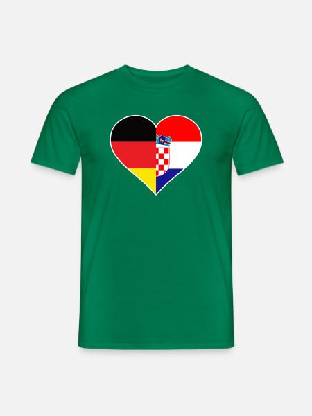 Deutsch-Kroatisches Flaggenherz - Männer T-Shirt - Kelly Green