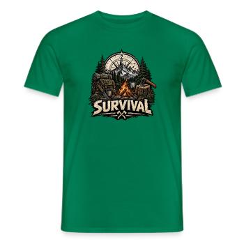 Survival Campfire Trek: Mountain Compass - Männer T-Shirt - Kelly Green - Vorne - AI Model Male 178 dark (178cm)