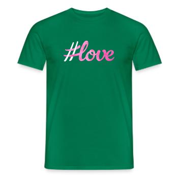 Hashtag Amour Amour Couple de mariage rose duveteux - T-shirt homme - vert - Devant - AI Model Male 178 dark (178cm)