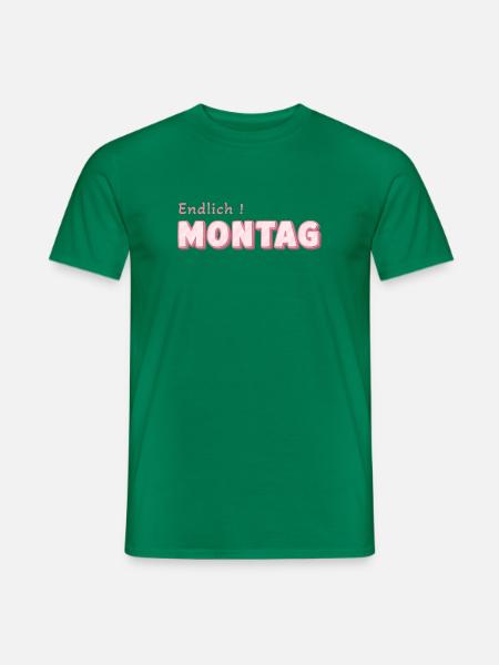 Endlich Montag – Pink Retro Schrift - Männer T-Shirt - Kelly Green