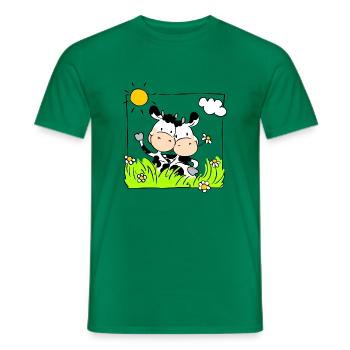 Cow Friends - Men's T-Shirt - kelly green - Front - AI Model Male 178 dark (178cm)