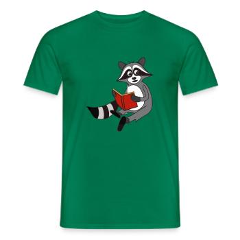 Waschbär liest Buch Geschenkidee - Männer T-Shirt - Kelly Green - Vorne - AI Model Male 178 dark (178cm)
