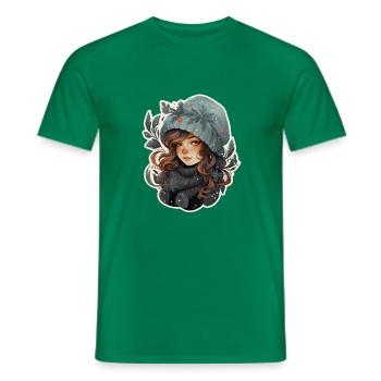 Fille d’hiver - T-shirt homme - vert - Devant - AI Model Male 178 dark (178cm)