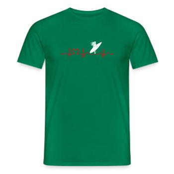 Surfing Girl Heartbeat EKG Beach Lover Girl - Men's T-Shirt - kelly green - Front - AI Model Male 178 dark (178cm)