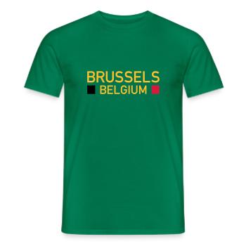 Bruxelles, Belgique (deux places) - T-shirt homme - vert - Devant - AI Model Male 178 dark (178cm)