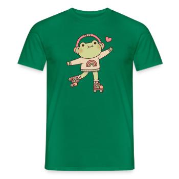 Cute Frog With Headphones And Roller Skates - Men's T-Shirt - kelly green - Front - AI Model Male 178 dark (178cm)