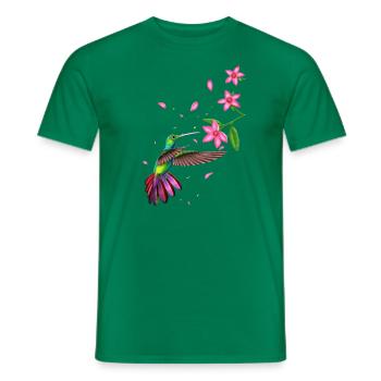Tropische Vögel, Kolibris im Flug mit Blumen - Männer T-Shirt - Kelly Green - Vorne - AI Model Male 178 dark (178cm)