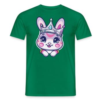 Lapin mignon avec couronne - T-shirt homme - vert - Devant - AI Model Male 178 dark (178cm)