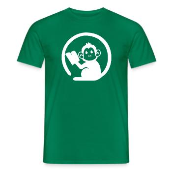 Monkey reading book - Men's T-Shirt - kelly green - Front - AI Model Male 178 dark (178cm)