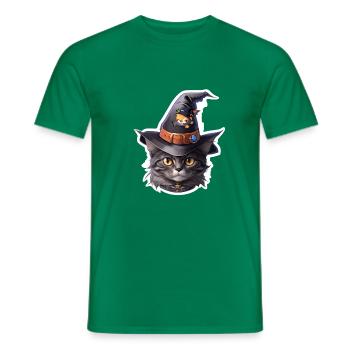 Halloween Cat - Men's T-Shirt - kelly green - Front - AI Model Male 178 dark (178cm)