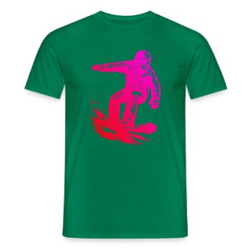 A must-have for real snowboarding - Men's T-Shirt - kelly green - Front - AI Model Male 178 dark (178cm)