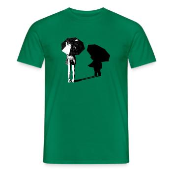 Umbrella girl street art - Men's T-Shirt - kelly green - Front - AI Model Male 178 dark (178cm)