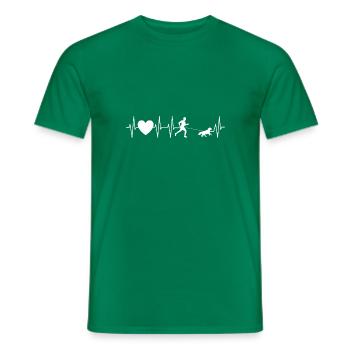 Ski de fond - canicross - chien - battement de coeur - T-shirt homme - vert - Devant - AI Model Male 178 dark (178cm)