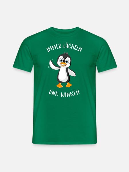 Pinguin Lächeln und winken Spruch Geschenk Idee - Männer T-Shirt - Kelly Green