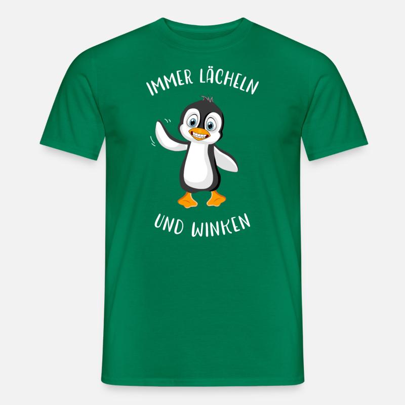 Pinguin Lächeln und winken Spruch Geschenk Idee - Männer T-Shirt - Kelly Green