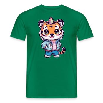 Tigre kawaii avec une jolie tenue de licorne - T-shirt homme - vert - Devant - AI Model Male 178 dark (178cm)