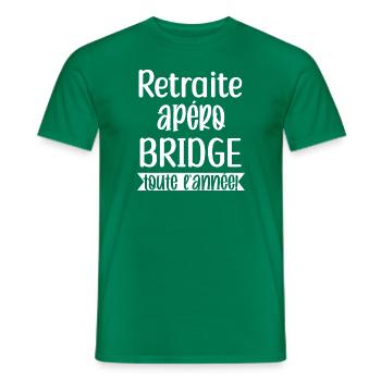Retraite apéro bridge cadeau femme retraité cartes - T-shirt homme - vert - Devant - AI Model Male 178 dark (178cm)