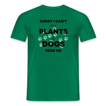 Plants and dogs gardening funny with black text - Men's T-Shirt - kelly green - Front - AI Model Male 178 dark (178cm)
