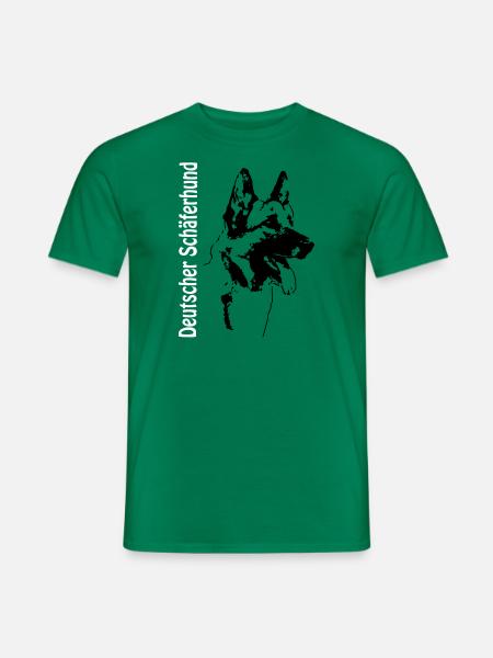 German Shepherd Dog Portrait with writing, right - Men's T-Shirt - kelly green