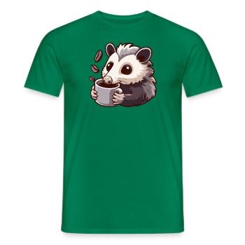 Süßes Opossum trinkt Kaffee, Cartoon - Männer T-Shirt - Kelly Green - Vorne - AI Model Male 178 dark (178cm)