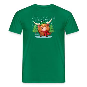Vache de Noël des Highlands - T-shirt homme - vert - Devant - AI Model Male 178 dark (178cm)