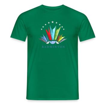 badminton volant jeu de groupe - T-shirt homme - vert - Devant - AI Model Male 178 dark (178cm)