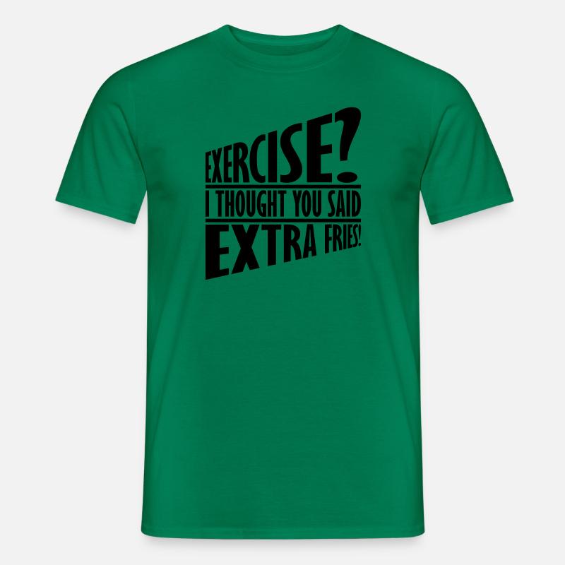 Exercise Extra Fries Zitat - Männer T-Shirt - Kelly Green