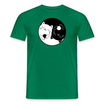Yin & Yang Katzen - Zen Yoga Katze Ruhe Sonne - Männer T-Shirt - Kelly Green - Vorne - AI Model Male 178 dark (178cm)