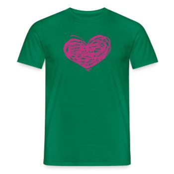 Kritzeln Herz Neonpink - Männer T-Shirt - Kelly Green - Vorne - AI Model Male 178 dark (178cm)