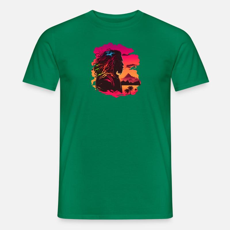 Synthwave Rasta Man - Männer T-Shirt - Kelly Green