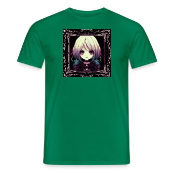 Goth anime girl in a frame - Men's T-Shirt - kelly green - Front - AI Model Male 178 dark (178cm)