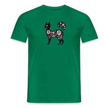 Cat Katze - Männer T-Shirt - Kelly Green - Vorne - AI Model Male 178 dark (178cm)