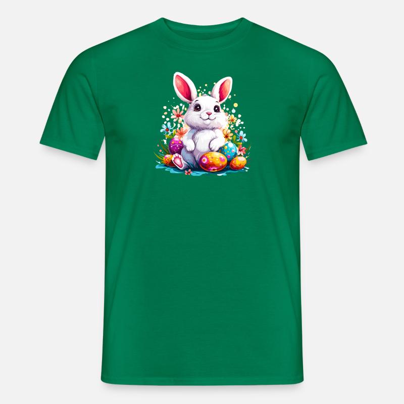 Easter Bunny with Painted Eggs - Men’s T-shirt - kelly green